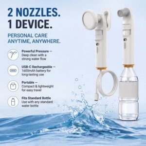 2 nozzles, 1 device — personal care anytime, anywhere